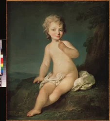 Petite fille nue. Peinture de Fiodor Stepanovitch Rokotov (1735-1808), huile sur toile, vers 1780. Art russe