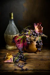 Vin et raisins rustiques