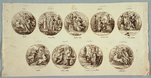 Projet de Décoration : Six Tondi avec Dieux Sacrificiels et Deux Victoires