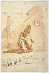 Dessin, Recto :  Trois musiciens devant l