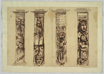Quatre colonnes aux écrivains de la Renaissance italienne