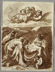 Quatre putti faisant de la musique, étude d