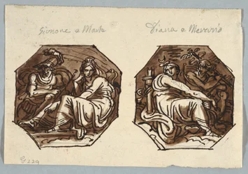 Mars et Junon ; Mercure et Diane en composition diagonale