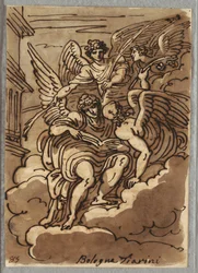 Saint Paul dans les nuages avec des anges et des palmes