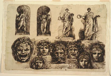 Études pour quatre statues et sept masques