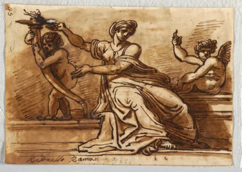 Tempérance et deux anges ailés