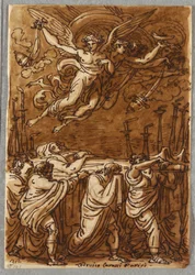 Les apôtres portant le corps de la Vierge au tombeau, étude d