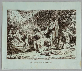 Thétis plonge Achille dans le fleuve Styx