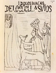 Offrande inca de lama aux idoles (gravure)