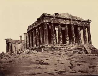 Parthénon, pris des propylees - Athenes. [Du nord à l