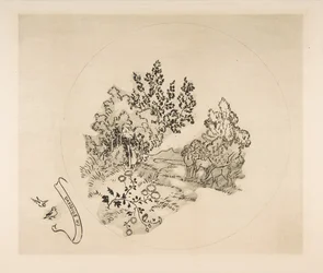 Décoration pour une assiette : Un ruisseau, 1870