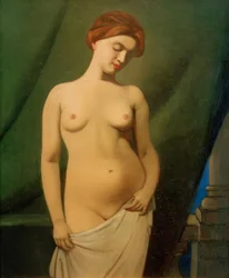 Femmes nues, rideau vert