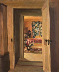 Intérieur avec une jeune fille écrivant, 1905