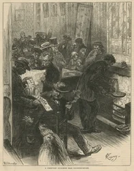 Une salle de club communiste près de Leicester Square (gravure)