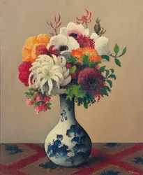 Nature morte avec fleurs dans un vase en porcelaine