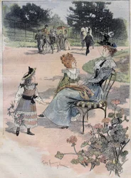 Promenade des enfants au jardin d