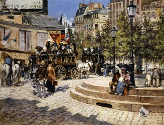 Une place animée de Paris, 1878