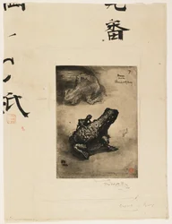 Encrier en forme de grenouille en bronze, 1883