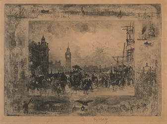 Pont de Westminster, ou tour de Westminster, 1884