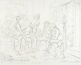 (Rip Van Winkle, illustration) Rip racontant sa fabuleuse histoire