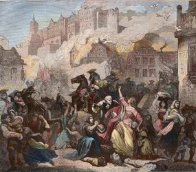 Destruction de Heidelberg par les Français sous le général Ezechiel Melac, 2 mars 1689 - Incendie du château de Heidelberg - 1689 - Guerre de la Ligue d