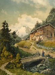 Paysage alpin avec un pont
