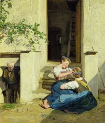 Filles faisant des guirlandes, 1846