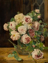 Bouquet de roses à la fenêtre