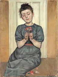 Fille arrangeant des fleurs Fille avec œillet, vers 1886