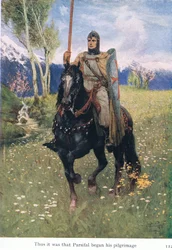 Ainsi Parsifal commença son pèlerinage, illustration de The Stories of Wagner