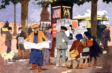 Kiosque à journaux sur la place de la Bastille, c.1910