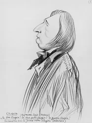 Caricature de Frédéric Chopin chez Madame Sand à Nohant