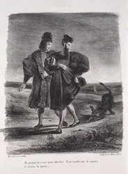 Illustrations pour Faust : Faust, Méphistophélès et le barbet, 1828