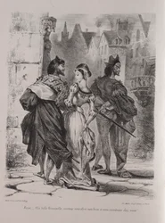 Illustrations pour Faust : Faust cherche à séduire Marguerite, 1828