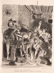Illustrations pour Faust : Méphistophélès dans la taverne des étudiants, 1828