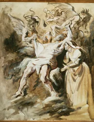 Job tourmenté par les démons (peinture sur toile)