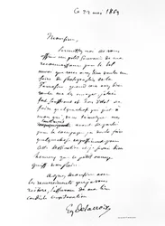 Lettre signée par Eugène Delacroix, artiste romantique français, 1863