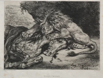 Lion dévorant un cheval, 1844