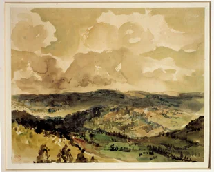Vue panoramique des collines boisées autour de Croze