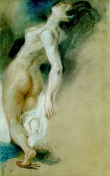 Étude pour la mort de Sardanapale (pastel, craie rouge et blanche sur papier)
