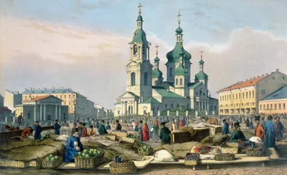 La place du Foin à Saint-Pétersbourg, v. 1840