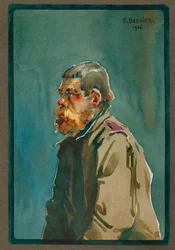 Soldat russe fait prisonnier en 1916, Gustrow (aquarelle)