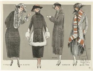 Gazette du Bon Ton, 1920 - No. 7, Croquis Pl XXXIV: Worth / Beer / Worth