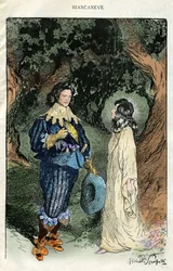 Illustration de Filiberto Scarpelli (1870-1933) pour la fable "" Biancaneve "" (Blanche-Neige) tirée d