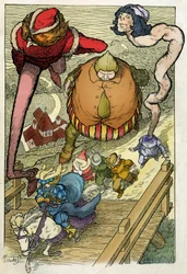 Illustration de Filiberto Scarpelli (1870-1933) pour la fable "I servitori e il principe" (Les serviteurs et le prince) tirée d