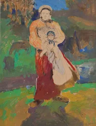 Mère et enfant dans le paysage