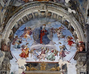 Assomption de la Vierge, détail. Fresque de Filippino Lippi (1457-1504), 1488-1492, Rome, église Santa Maria sopra Minerva, chapelle Carafa, Italie