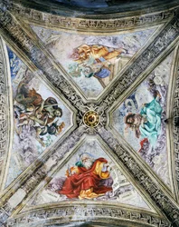 Fresques de Filippino Lippi sur le dôme, Chapelle Strozzi, Église Santa Maria Novella, Florence, Italie