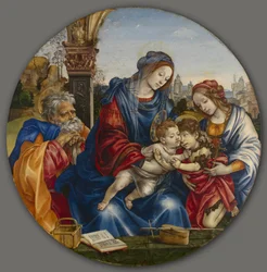 La Sainte Famille avec Saint Jean-Baptiste et Sainte Marguerite, vers 1495