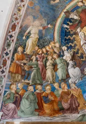 Saints et anges, détail du Couronnement de la Vierge